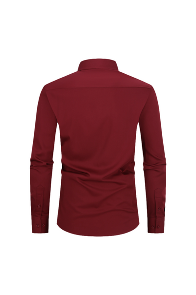 JOFELLI Bamboo Technology Burgundy Stretch Wrinkle-free Long Sleeve Button Down