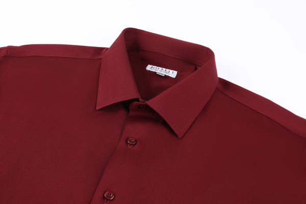 JOFELLI Bamboo Technology Burgundy Stretch Wrinkle-free Long Sleeve Button Down