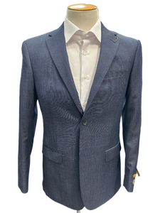 Pronto Moda Steel Blue Wool Suit (2-piece set) Regular Fit