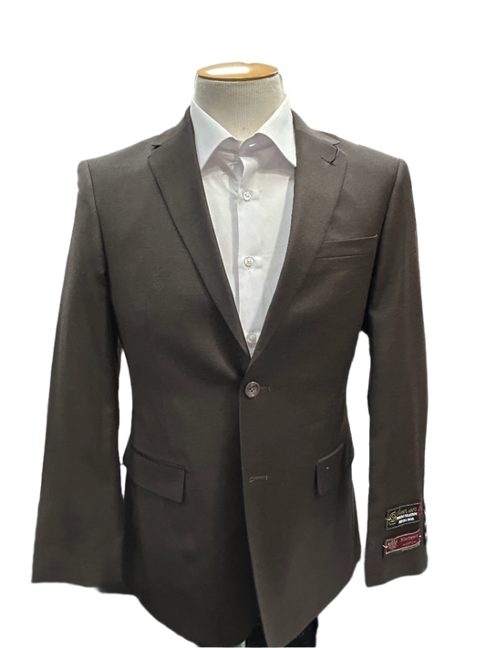 Montefino Chocolate Brown 2-Piece Wool Suit (Regular Fit)