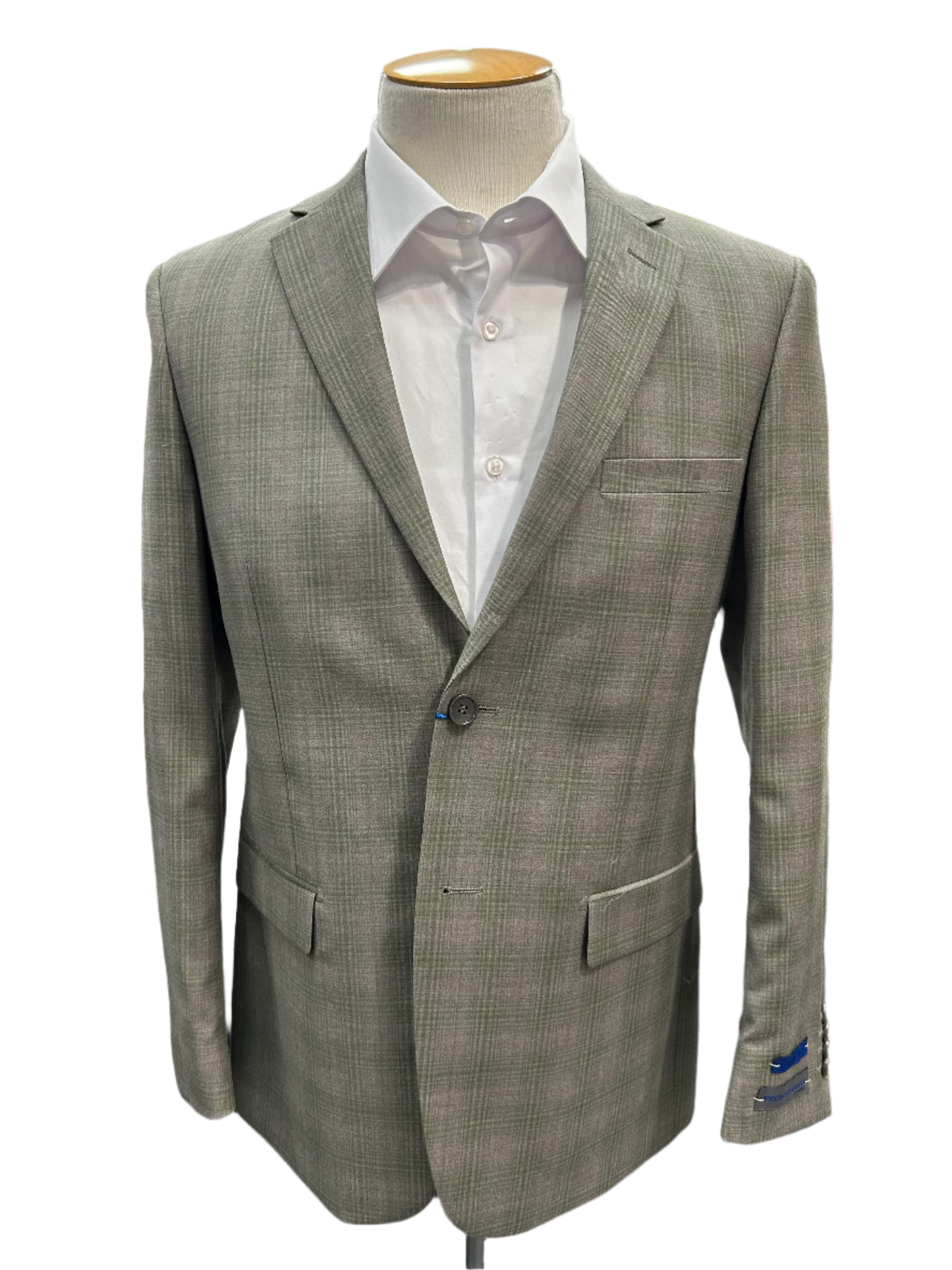 Pronto Moda Dusty Sage Plaid 2-Piece Wool Suit Regular Fit