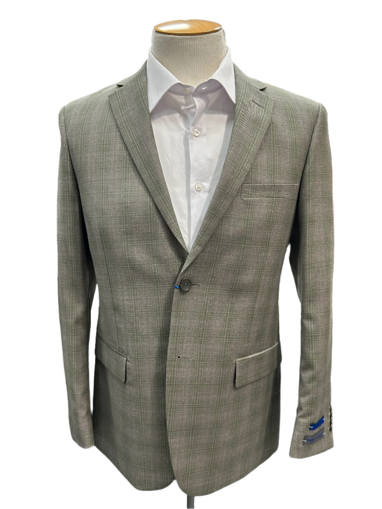 Pronto Moda Dusty Sage Plaid 2-Piece Wool Suit Regular Fit