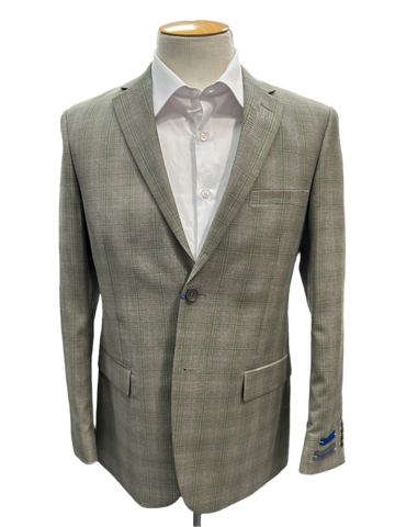Pronto Moda Dusty Sage Plaid 2-Piece Wool Suit Regular Fit