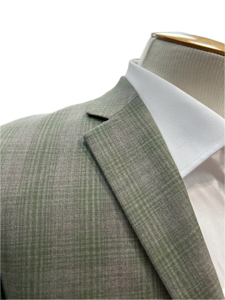 Pronto Moda Dusty Sage Plaid 2-Piece Wool Suit Regular Fit