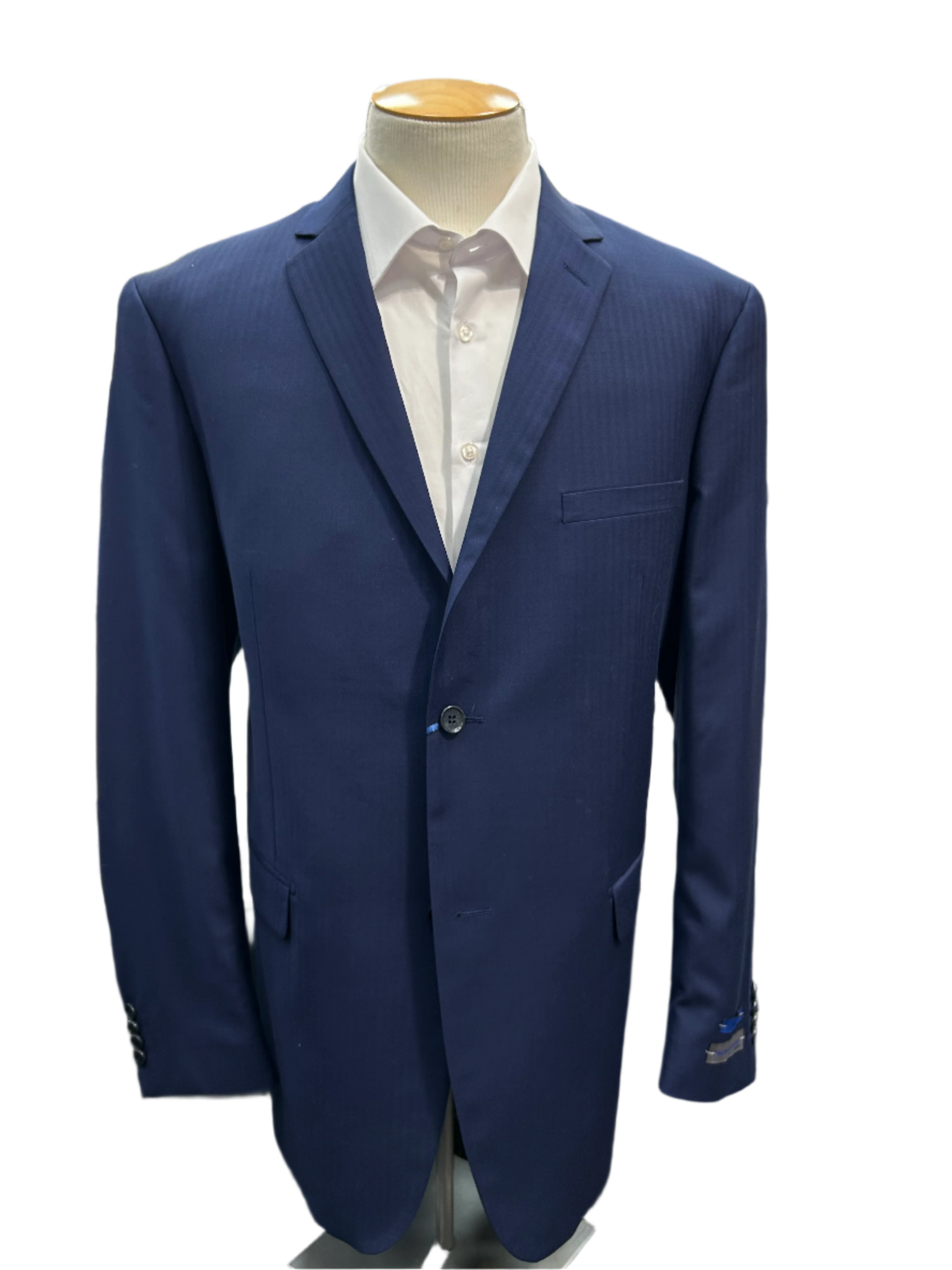 Pronto Moda Navy Striped  2-Piece Wool Suit (Slim Fit)