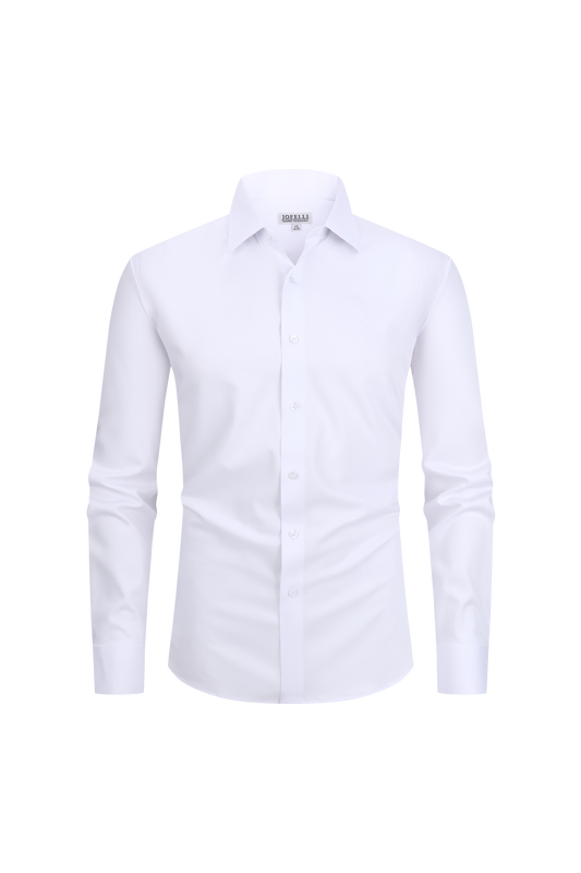 JOFELLI Bamboo Technology White Stretch Wrinkle-free Long Sleeve Button Down