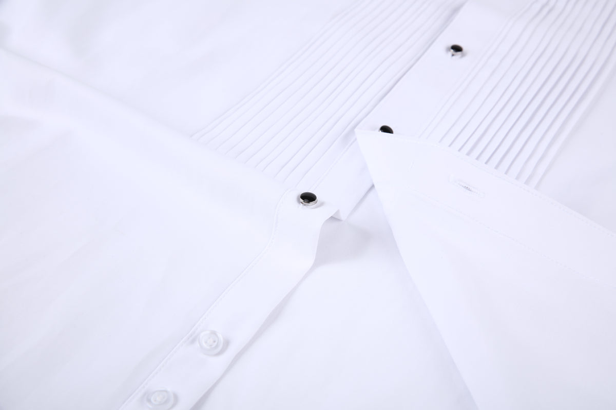JOFELLI Men's Dress Shirt Convertible Tuxedo and Regular Stud,Cufflinks and Black Bowtie Included Non See Through
