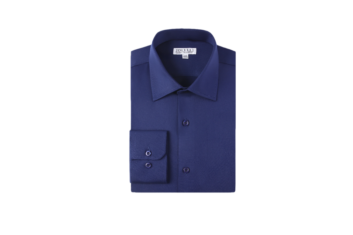 JOFELLI Bamboo Technology Navy Stretch Wrinkle-free Long Sleeve Button Down
