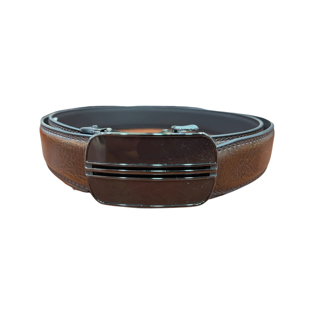 MJOFFEE Antique Dark Brown Leather Trim-to-Fit Belt