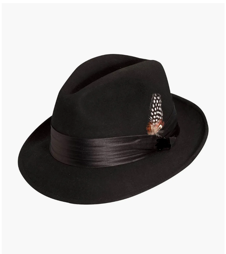 MJOFFEE Black Fedora 100% Wool Hat Free hat box